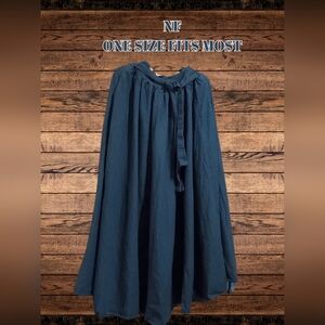 Blue Maxi A-Line Skirt with Tie Front